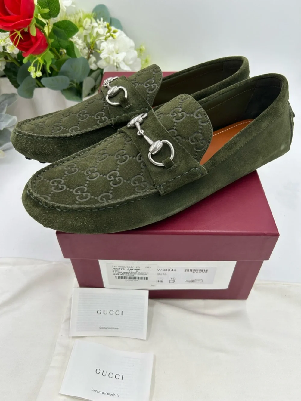 Men's Gucci JORDY GUCCISSIMA suede loafers size 10 fits 10.5 US made in Italy